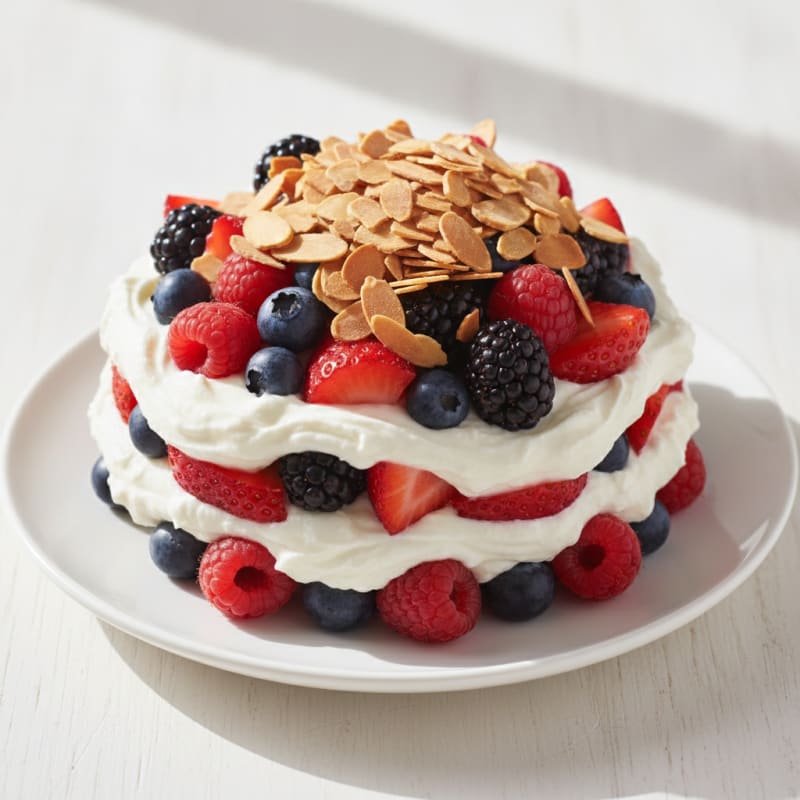 Greek Yogurt Protein Parfait with Mixed Berries and Almonds