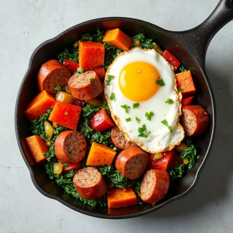 Hearty Sweet Potato and Lean Turkey Sausage Skillet