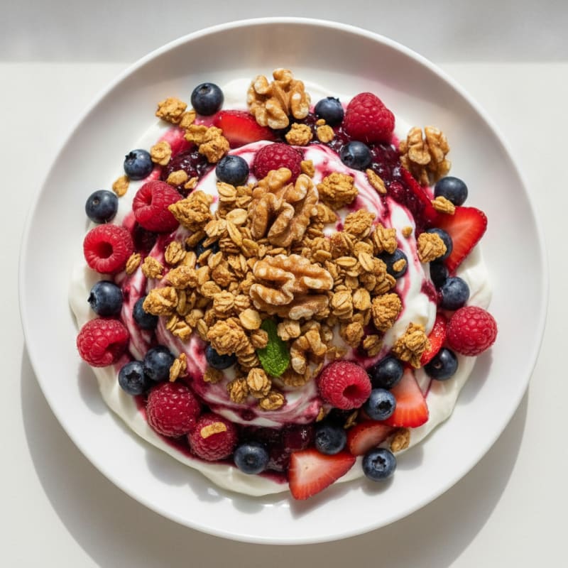 Greek Yogurt Protein Parfait with Mixed Berries