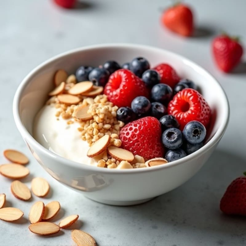 Creamy Greek Yogurt Protein Bowl with Mixed Berries and Almonds