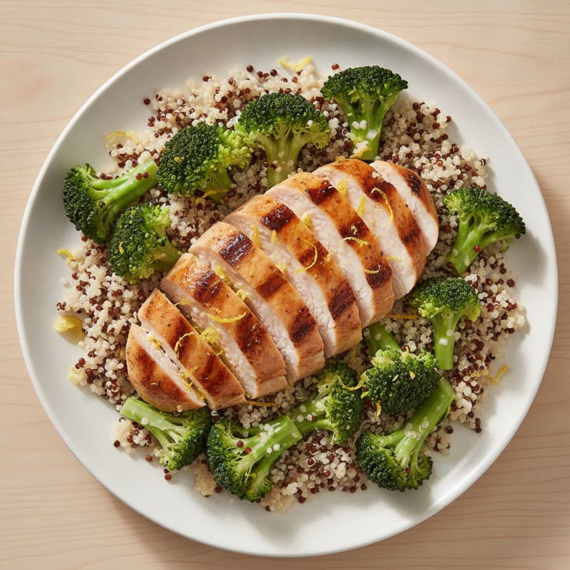 Grilled Turkey Breast with Quinoa and Steamed Broccoli