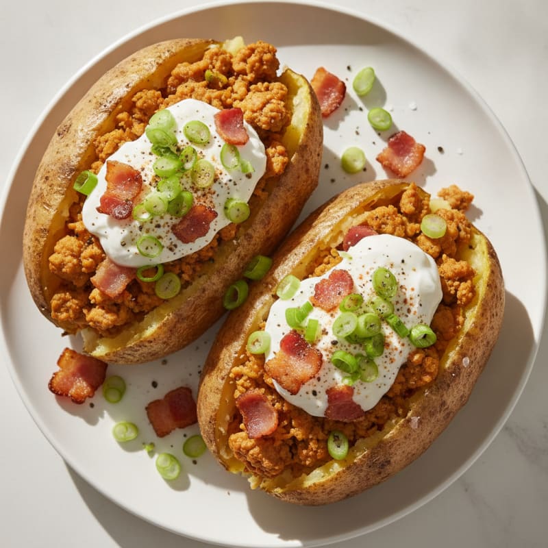 Loaded Baked Potatoes with Crispy Bacon