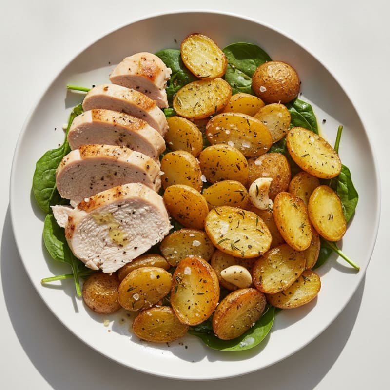 Roasted Garlic Herb Potatoes with Lean Chicken