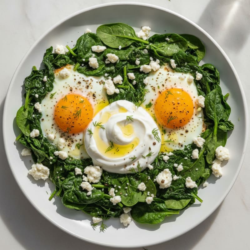 Baked Eggs with Spinach and Feta