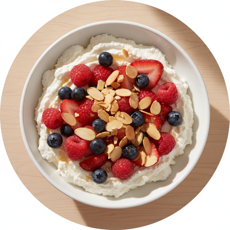 Greek Yogurt Protein Bowl with Mixed Berries and Almonds