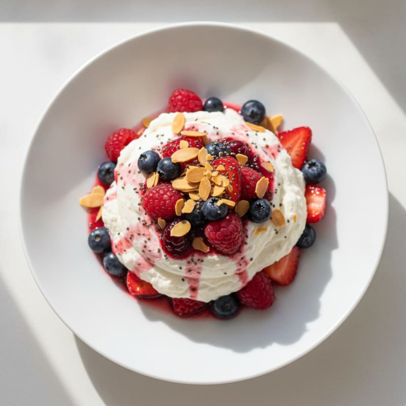 Greek Yogurt Protein Mousse with Mixed Berries