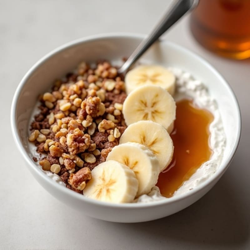 Creamy Cocoa Greek Yogurt Bowl with Crunchy Rice Cakes