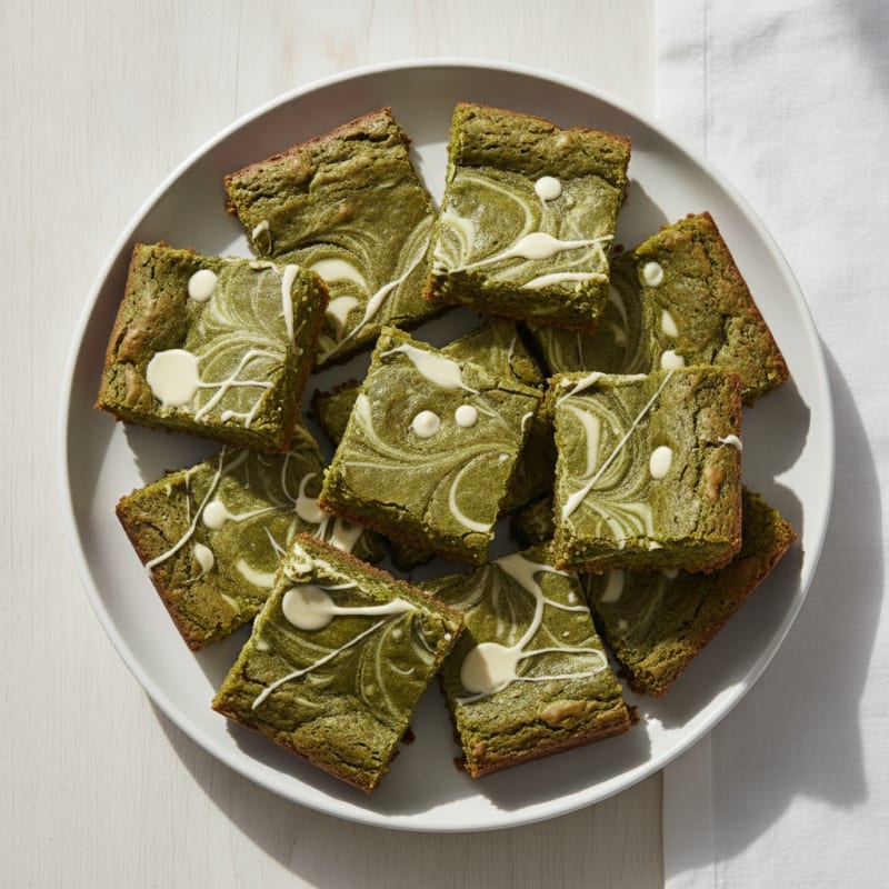 White Chocolate Matcha Swirl Brownies