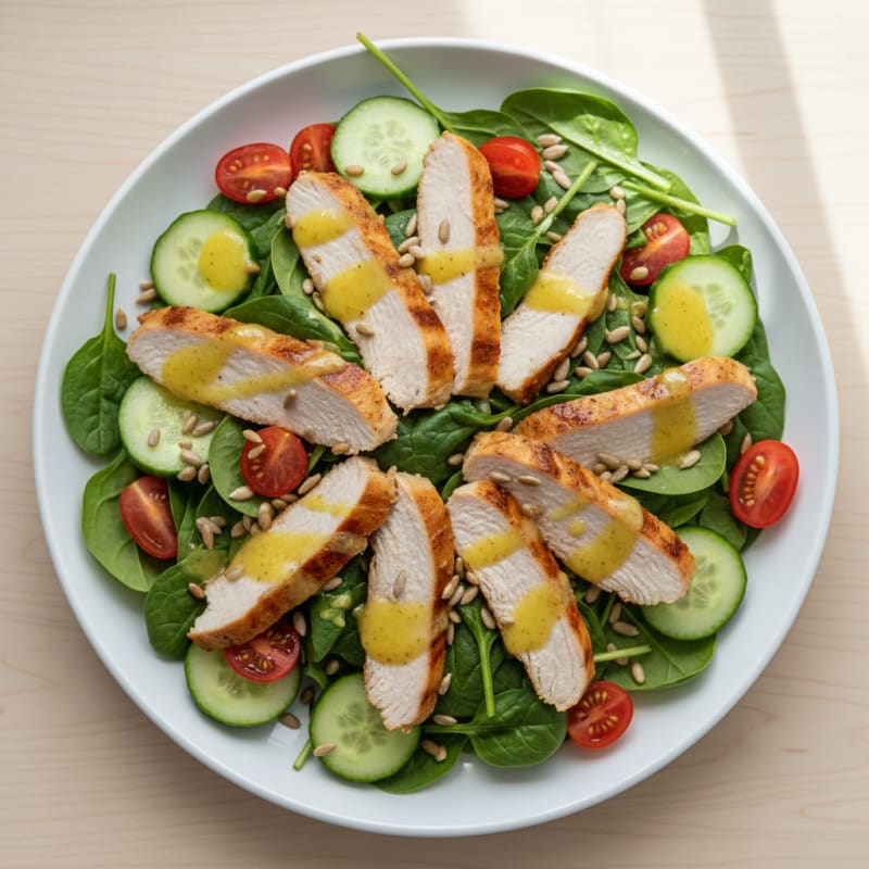 Grilled Turkey and Spinach Salad with Lemon Vinaigrette