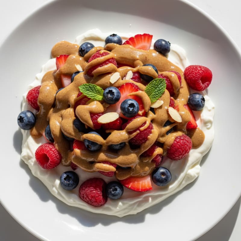Greek Yogurt Protein Parfait with Berries and Almond Butter