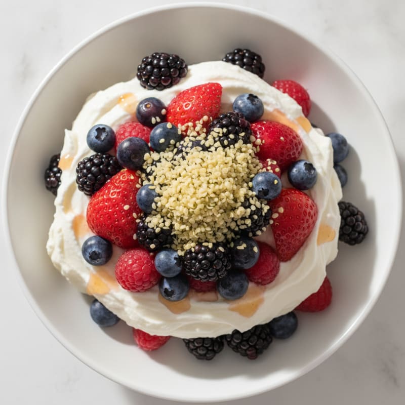 Vanilla Greek Yogurt Protein Parfait with Mixed Berries