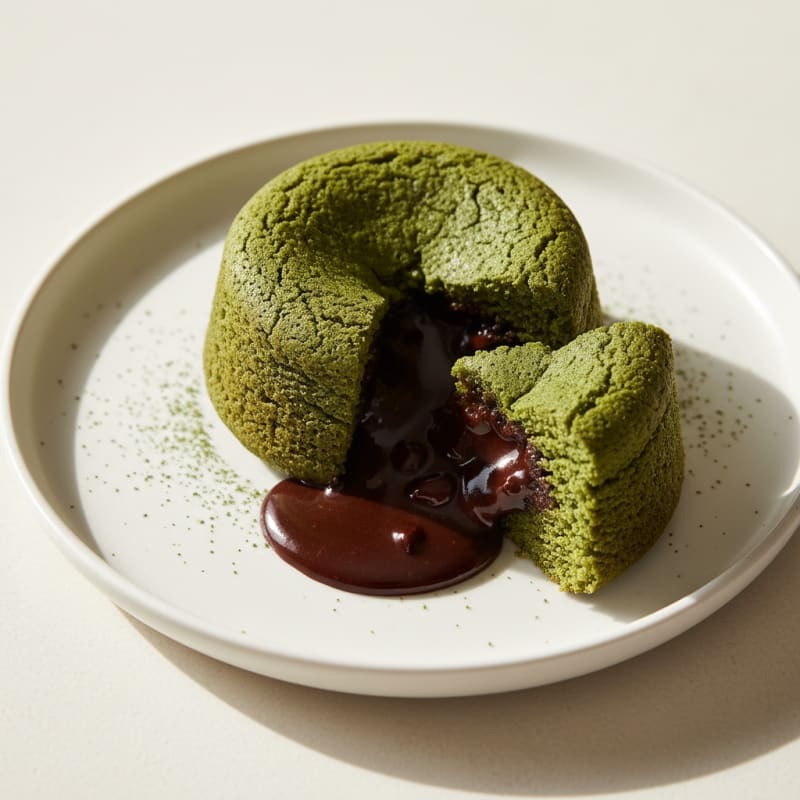 Creamy Matcha Chocolate Lava Cake