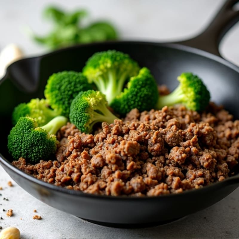 Lean Ground Beef Skillet with Broccoli and Spinach