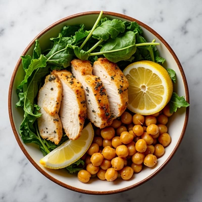 Herb-Roasted Chicken and Chickpea Bowl with Fresh Greens