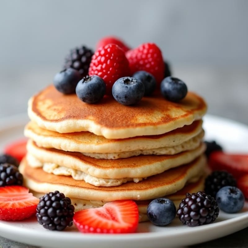 Fluffy Protein Pancakes with Fresh Berries