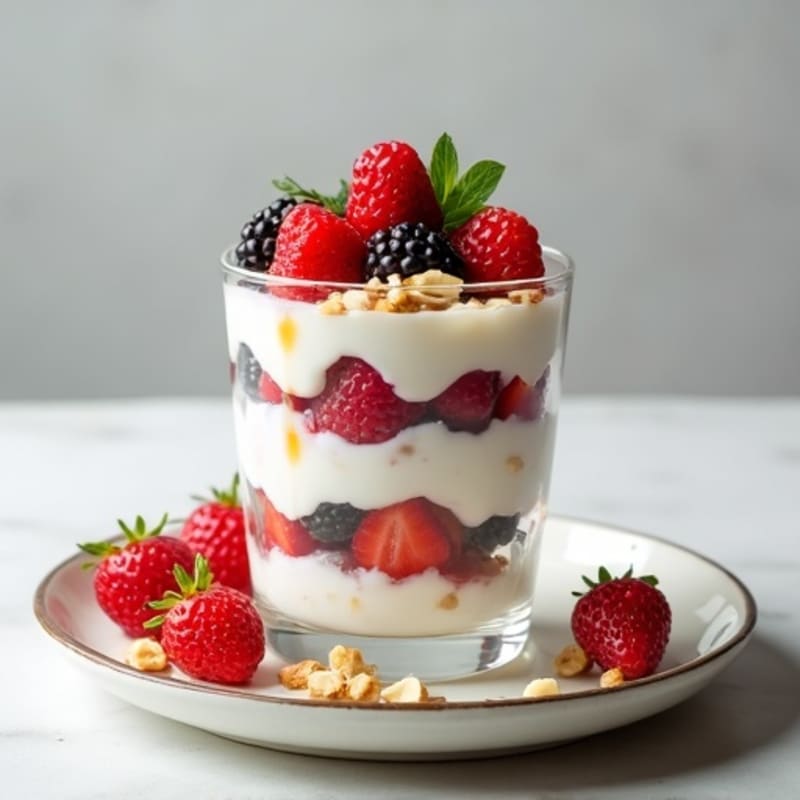 Greek Yogurt Protein Parfait with Mixed Berries and Almonds