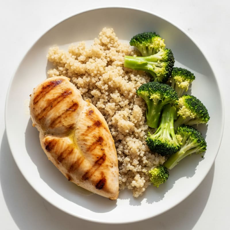 Grilled Chicken Breast with Quinoa and Steamed Broccoli