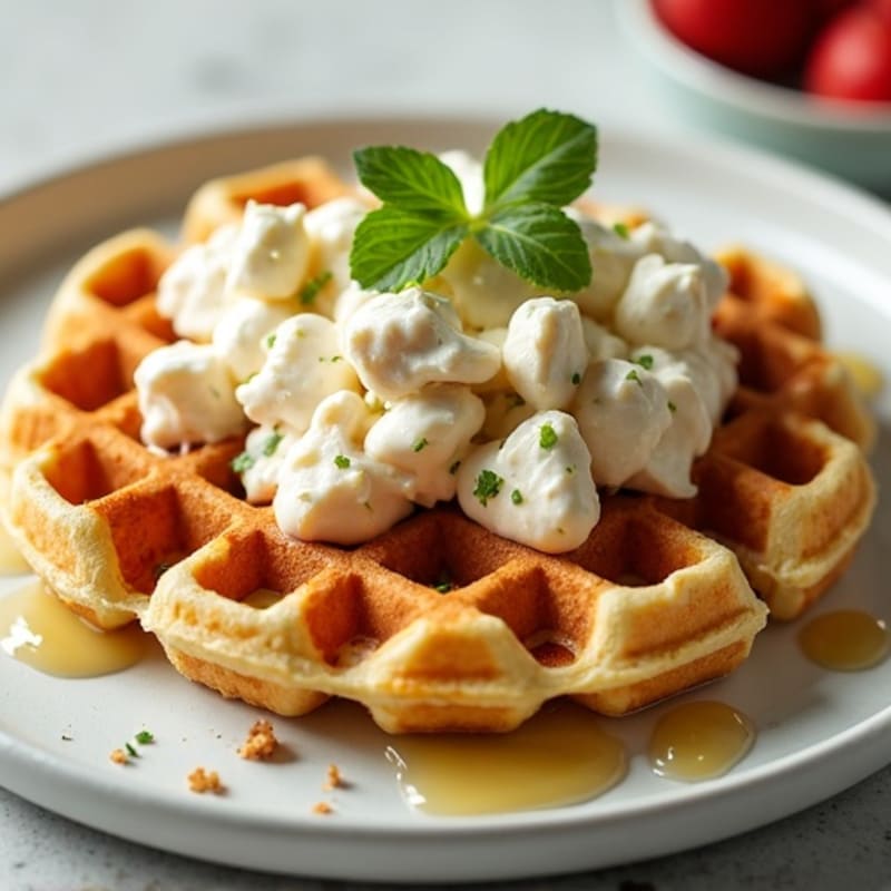 Crispy Protein Waffles with Creamy Chicken Salad