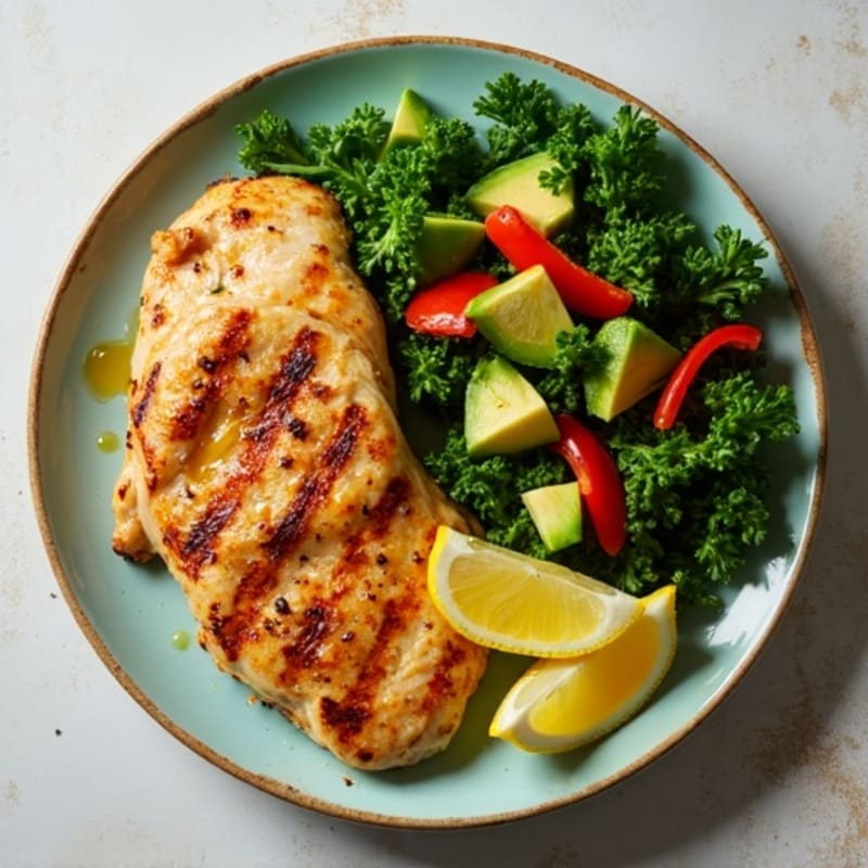 Citrus-Herb Grilled Chicken with Rainbow Kale Avocado Salad