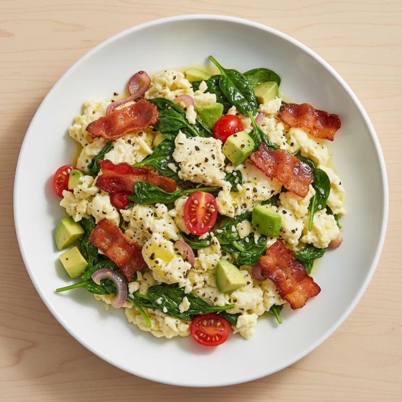Egg White Scramble with Spinach and Turkey Bacon