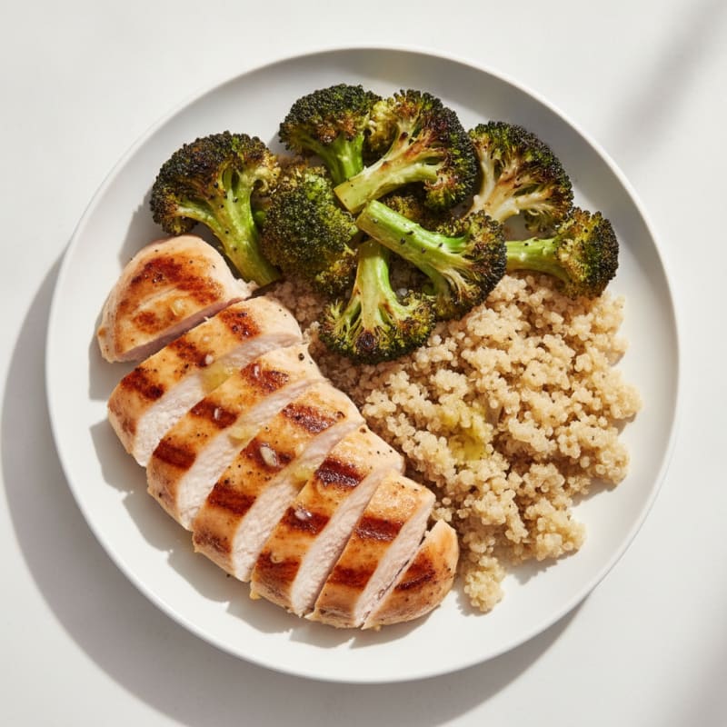 Grilled Turkey Breast with Roasted Broccoli and Quinoa