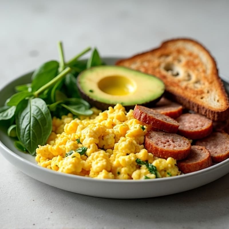 Egg White Scramble with Spinach and Turkey Sausage