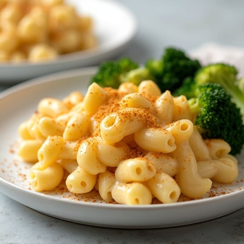 Healthy Baked Mac and Cheese with Chicken and Roasted Broccoli