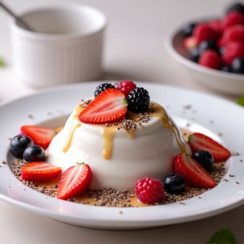Silky Greek Yogurt Protein Pudding with Fresh Berries