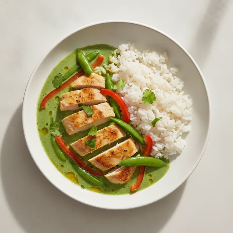 Green Curry Chicken with Coconut Rice