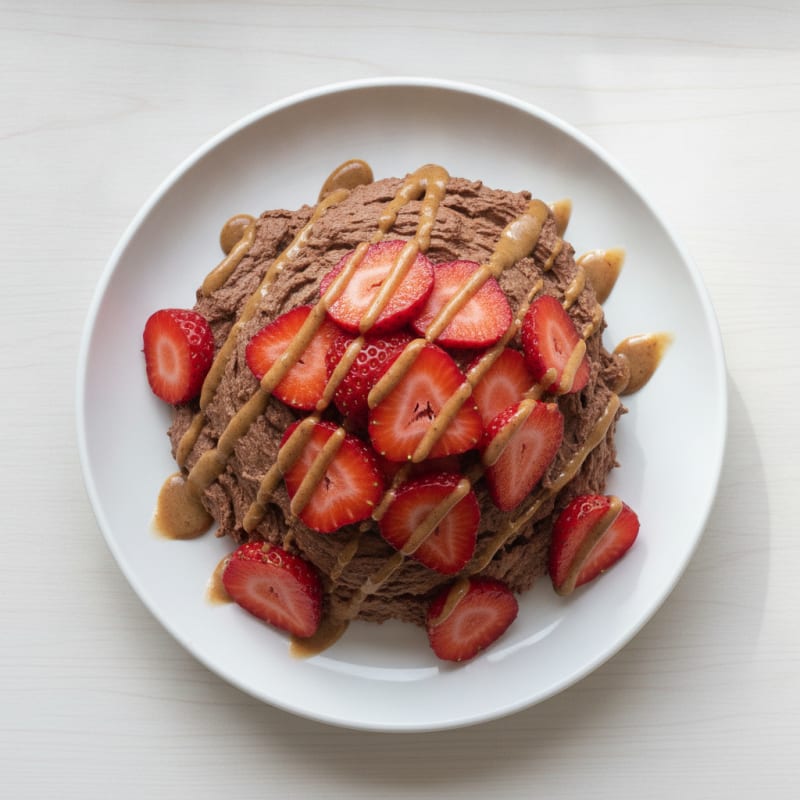 Chocolate Protein Mousse with Sliced Strawberries