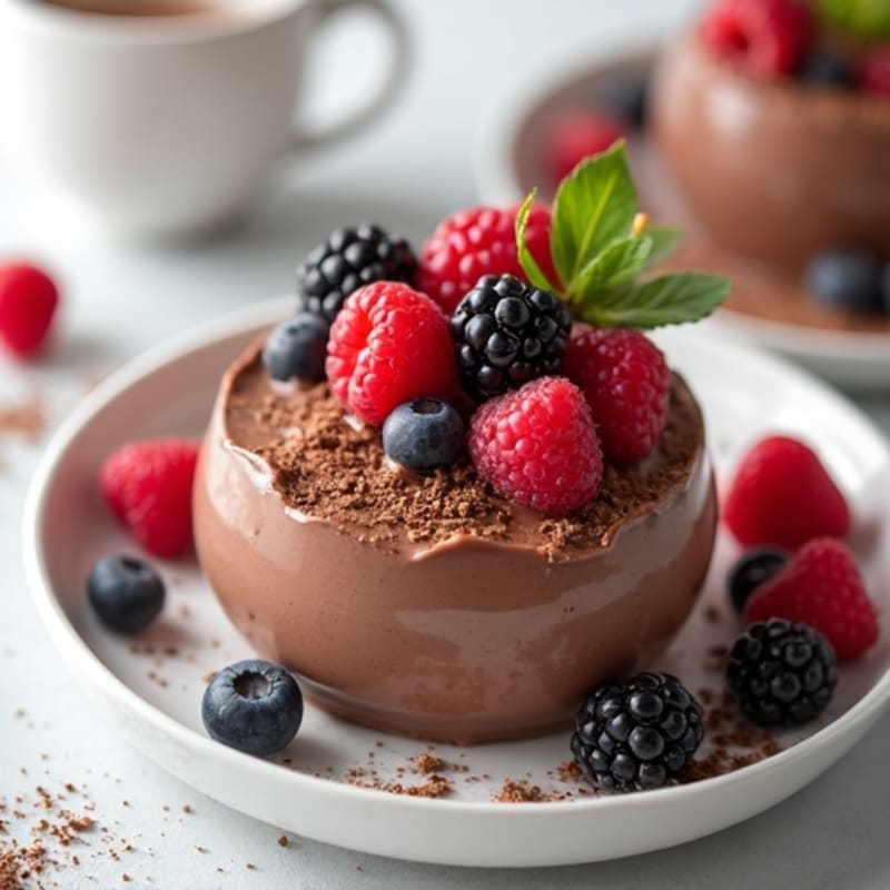 Silky Chocolate Protein Mousse with Greek Yogurt and Mixed Berries
