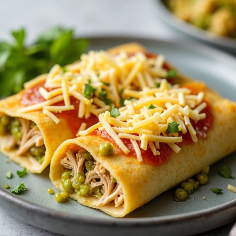 Salsa Verde Shredded Chicken Enchiladas