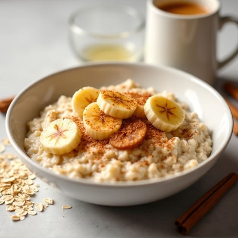 Creamy Protein Oatmeal with Spiced Caramelized Bananas