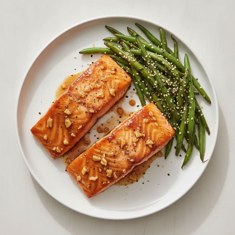 Teriyaki Glazed Salmon with Sesame Green Beans