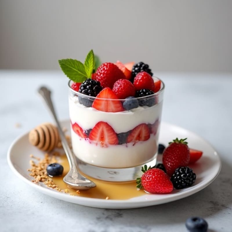 Greek Yogurt Protein Parfait with Mixed Berries