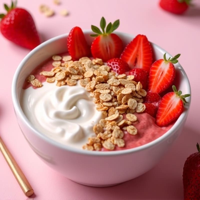 Creamy Strawberry Protein Bowl with Crispy Oat Topping