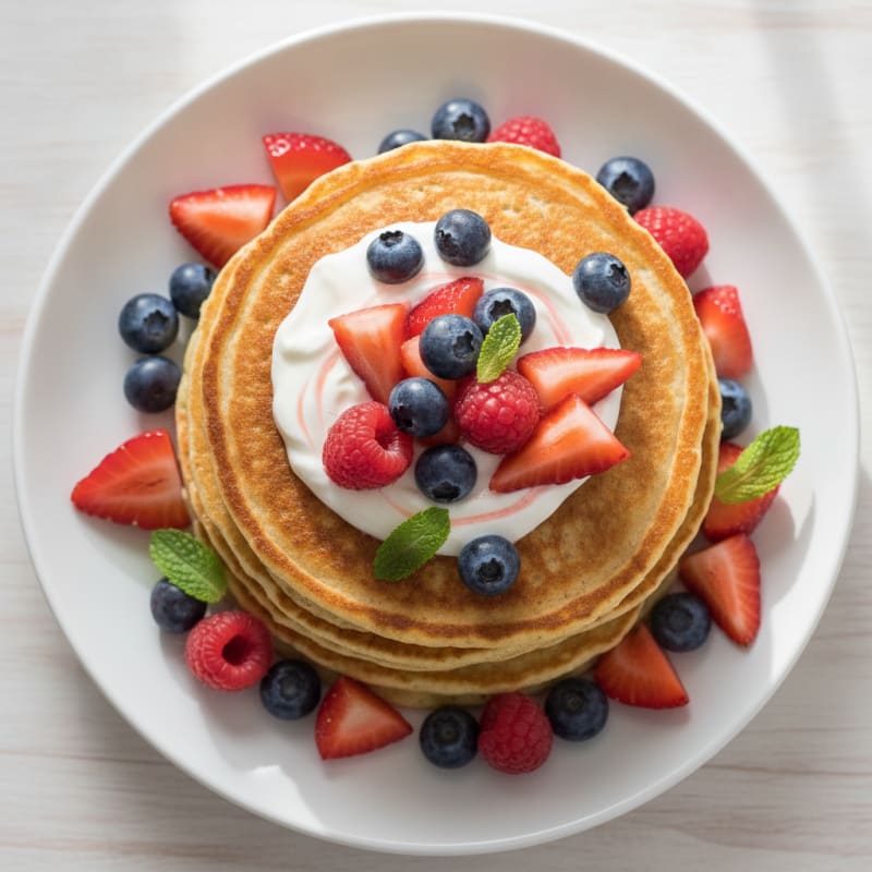 Greek Yogurt Protein Pancakes with Berries