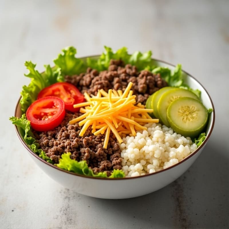 Healthy Lean Ground Beef Big Mac Bowl