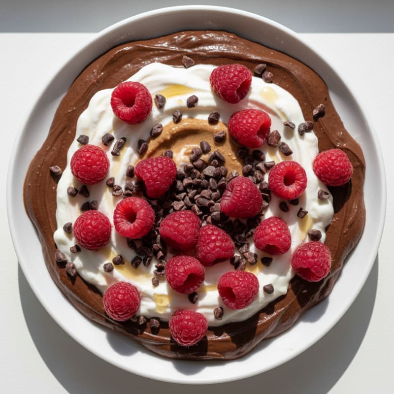 Chocolate Protein Mousse with Greek Yogurt and Berries