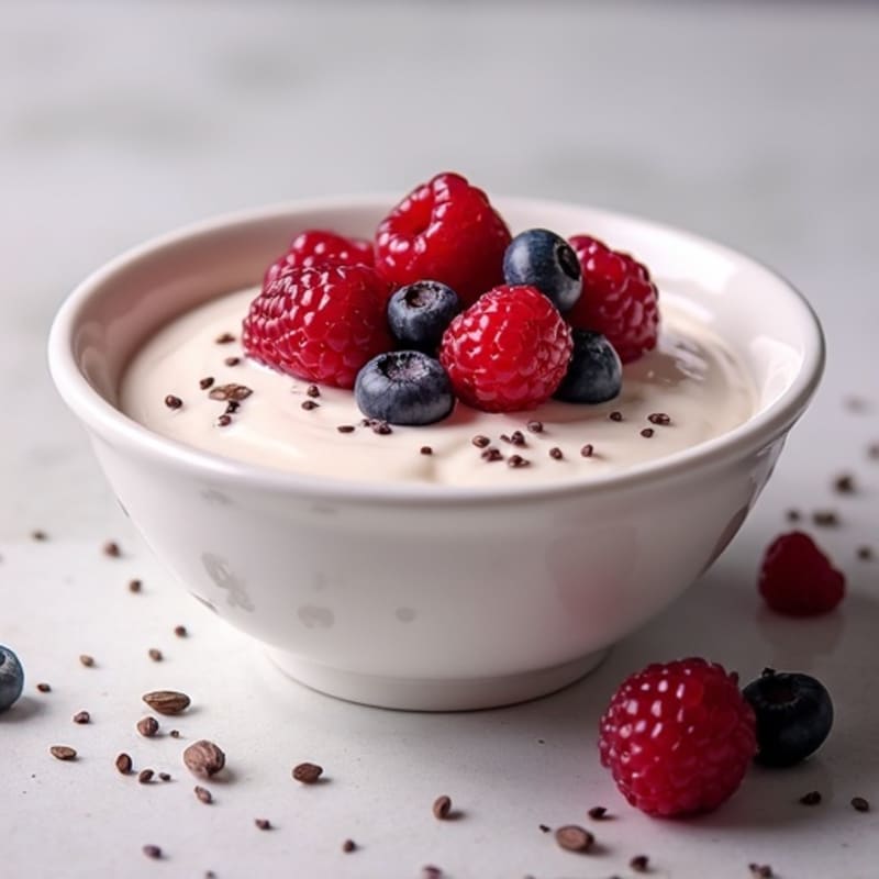 Silky Greek Yogurt Protein Pudding with Mixed Berries