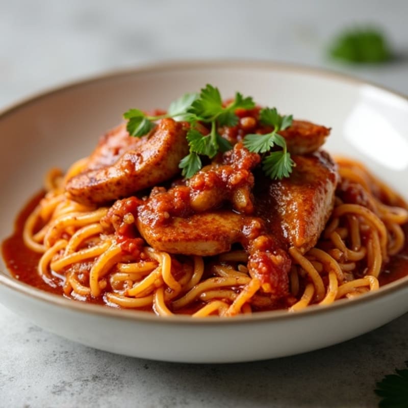Tender Shredded Chicken with Rich Smoky Chili-Cocoa Sauce