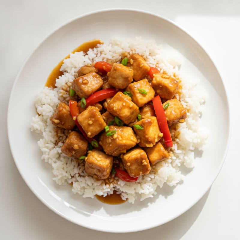 Savory Stir-Fried Chicken with Steamed Rice