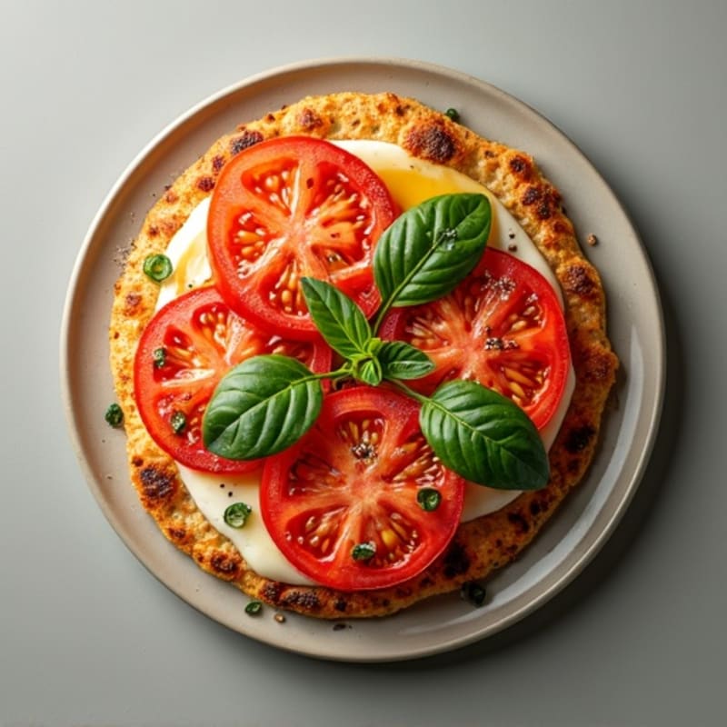 Crispy Whole Wheat Flatbread with Fresh Tomato, Basil, and Melty Mozzarella
