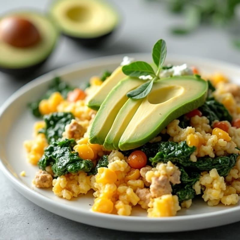 Egg White and Turkey Spinach Scramble with Cottage Cheese