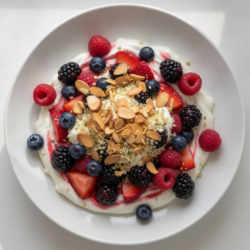 Greek Yogurt Protein Parfait with Mixed Berries