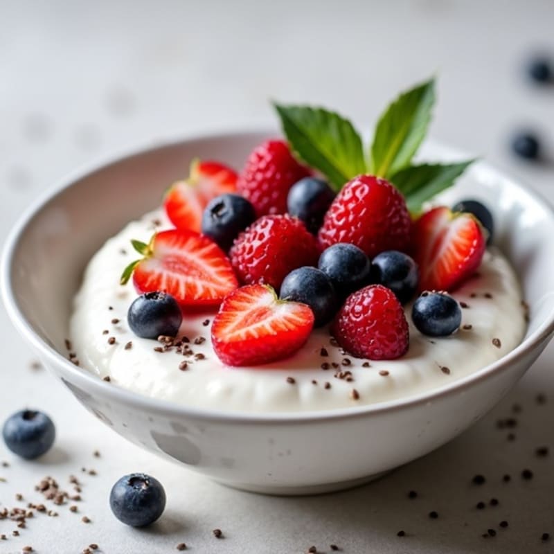 Creamy Greek Yogurt with Protein Powder and Fresh Berries