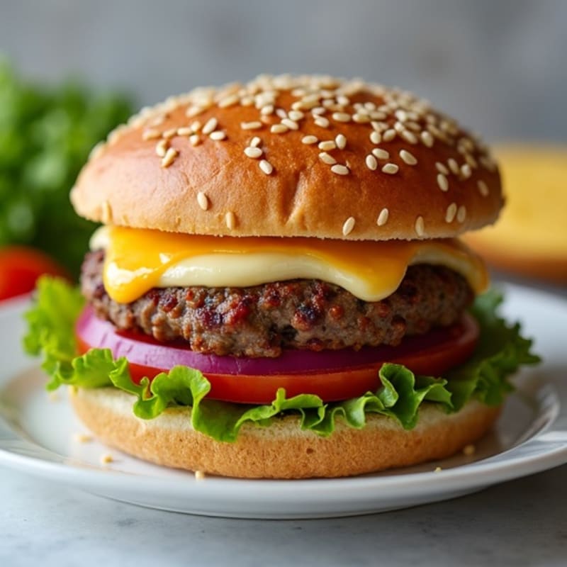Crispy Mozzarella-Topped Lean Beef Burger