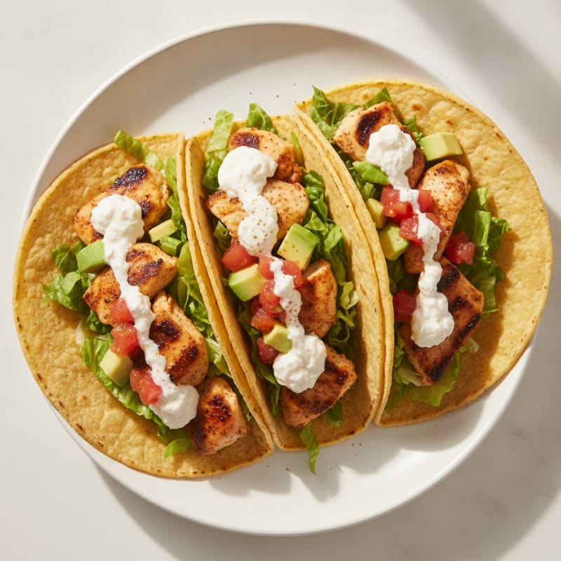 Grilled Chicken Cottage Cheese Tacos with Shredded Lettuce