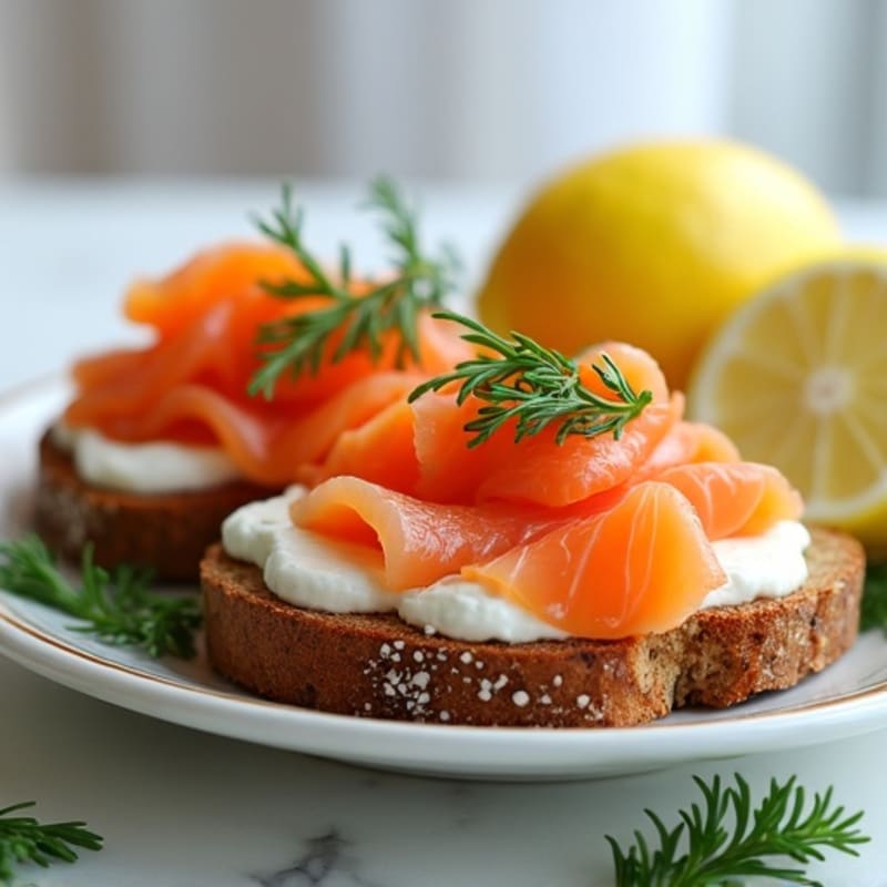 Smoked Salmon with Creamy Dill Spread and Crispy Whole Grain Toast