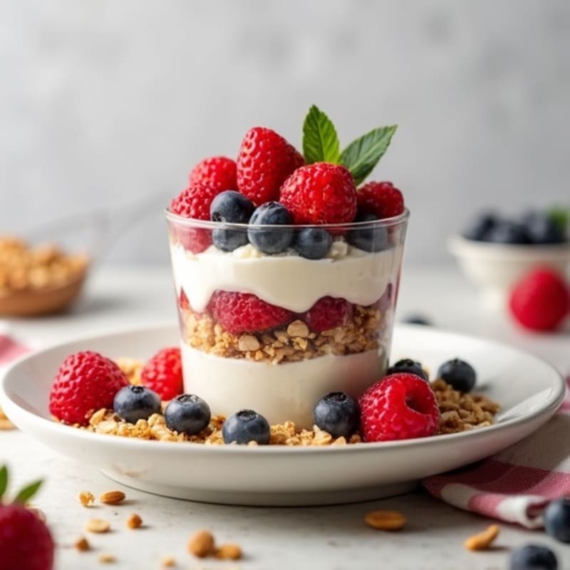 Cottage Cheese Berry Parfait with Toasted Almonds